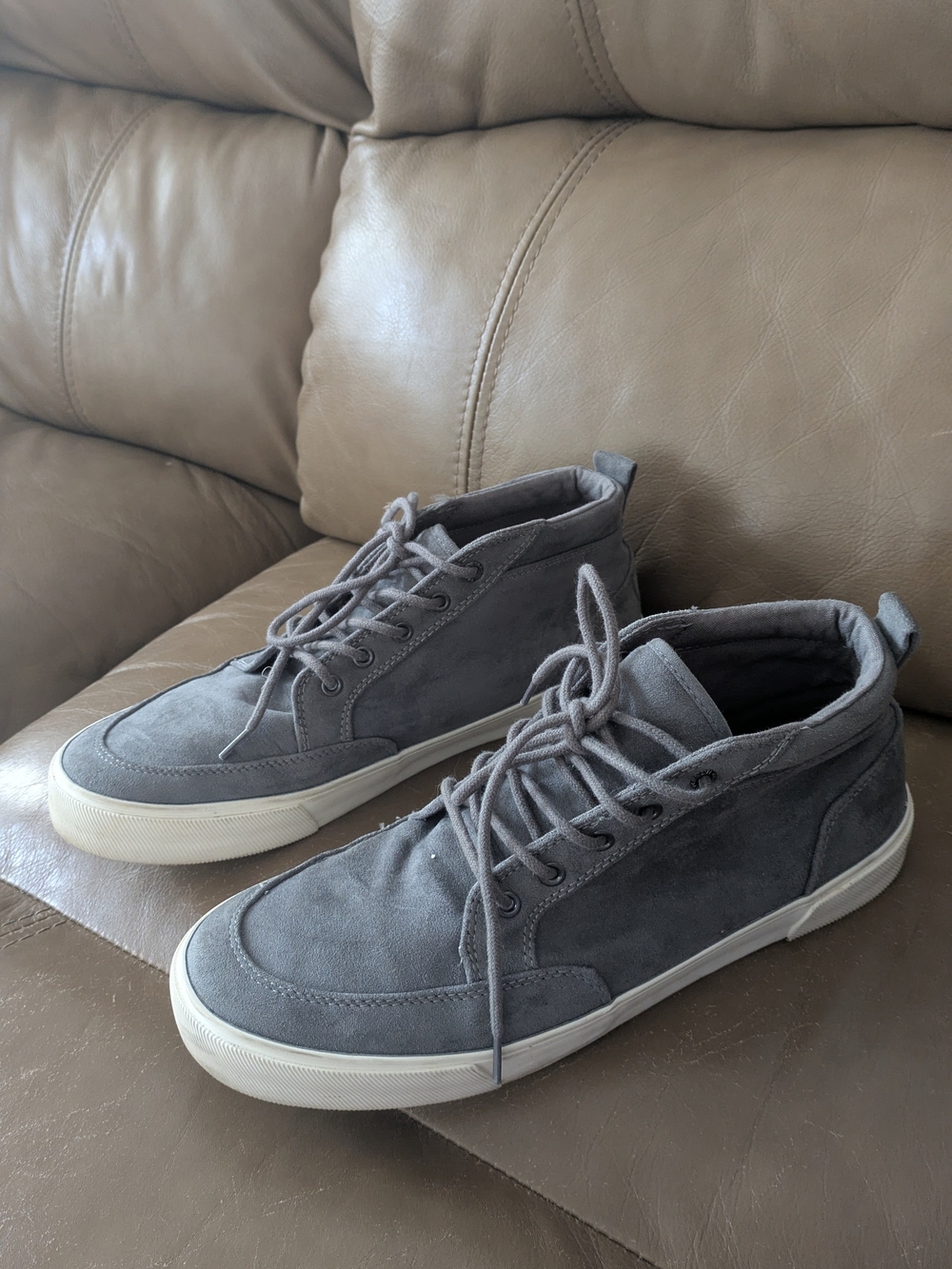 Old Navy Gray Suede Mid-Top Sneakers with White Sole